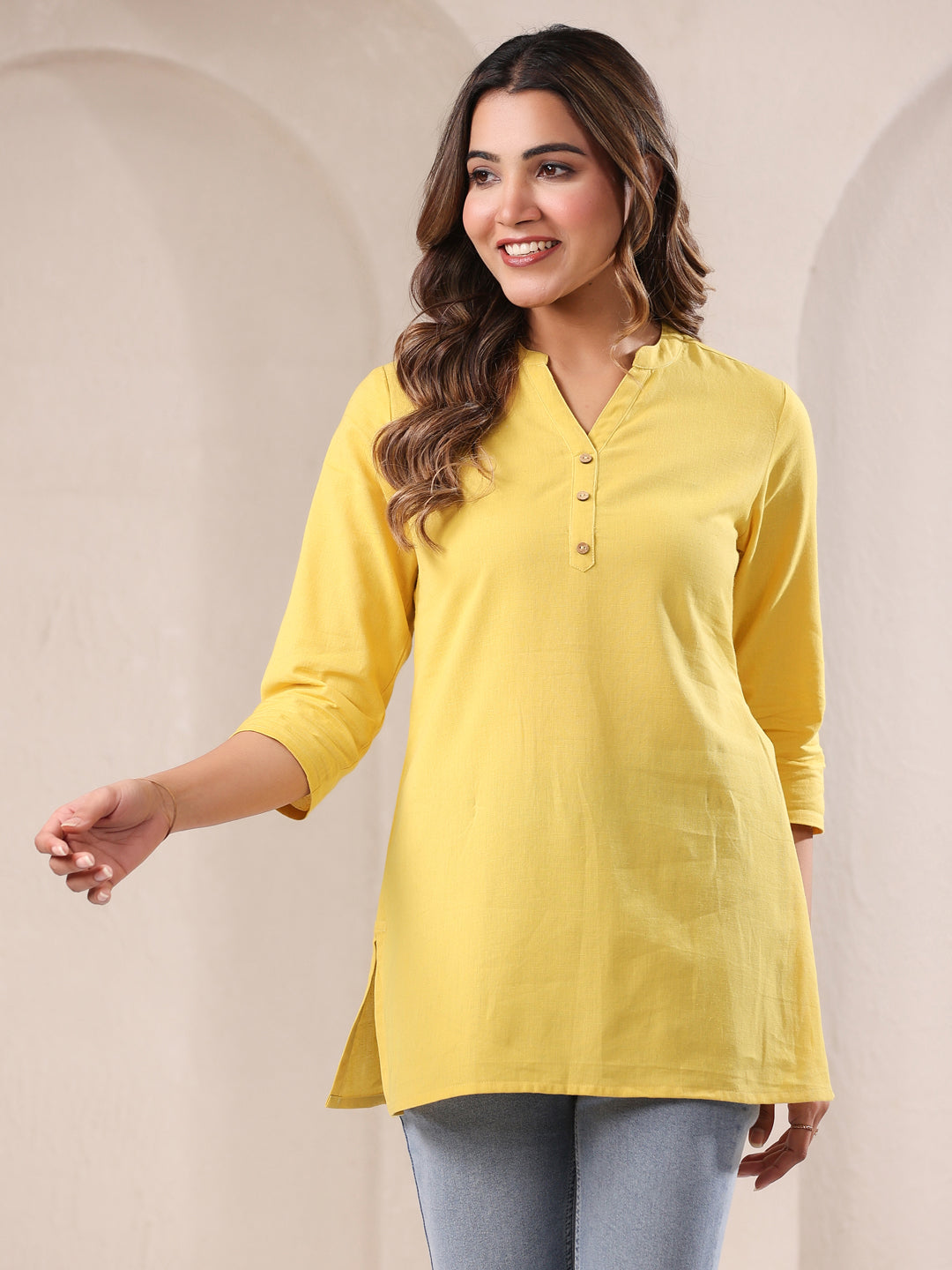 Janasya Light Cotton Solid A-Line Top - Distacart