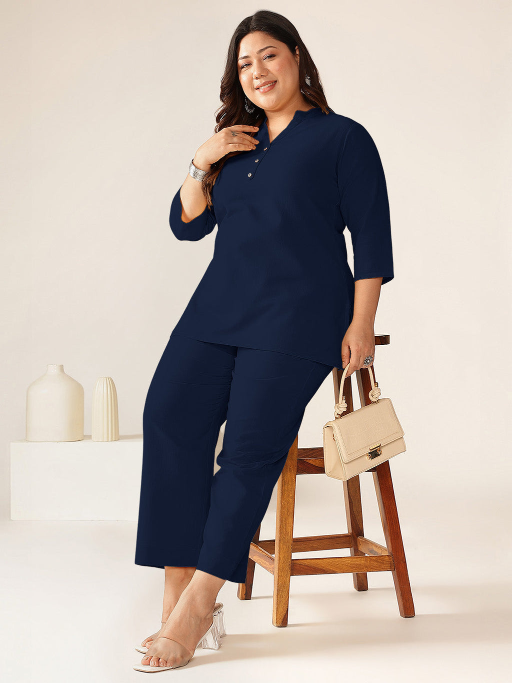 Janasya Dark Cotton Solid A-Line Top - Distacart