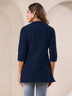 Janasya Dark Cotton Solid A-Line Top - Distacart