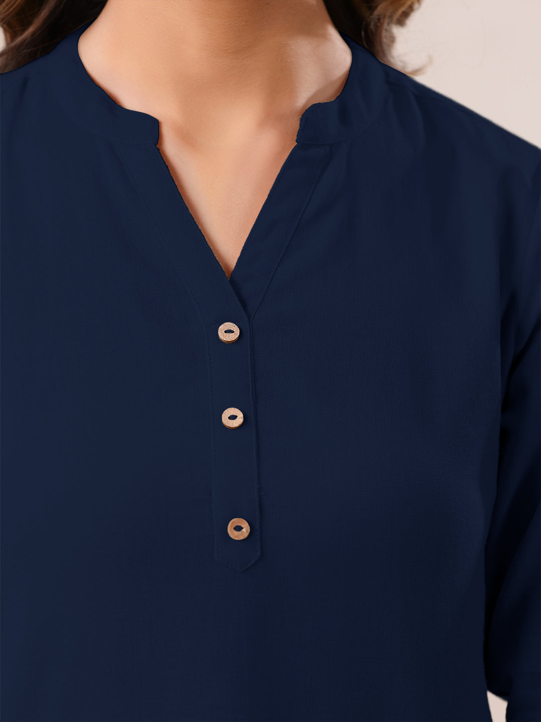 Janasya Dark Cotton Solid A-Line Top - Distacart