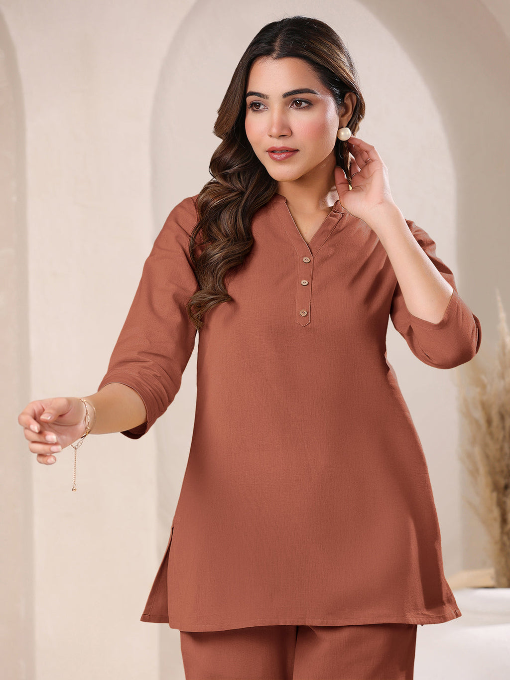 Janasya Dark Cotton Solid A-Line Top - Distacart