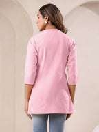 Janasya Light Cotton Solid A-Line Top - Distacart