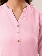 Janasya Light Cotton Solid A-Line Top - Distacart