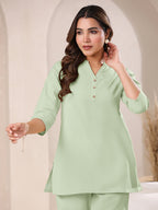 Janasya Light Cotton Solid Straight Top - Distacart
