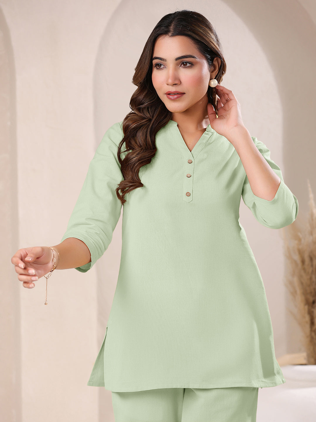 Janasya Light Cotton Solid Straight Top - Distacart