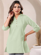 Janasya Light Cotton Solid Straight Top - Distacart