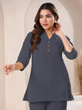 Janasya Light Cotton Solid A-Line Top - Distacart
