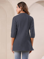 Janasya Light Cotton Solid A-Line Top - Distacart