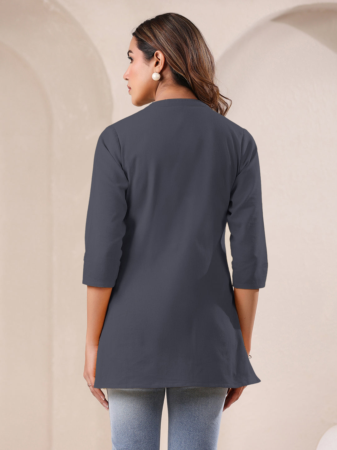 Janasya Light Cotton Solid A-Line Top - Distacart