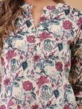 Janasya Light Cotton Floral Straight Tunic - Distacart