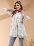 Janasya Light Georgette Floral A-Line Tunic - Distacart