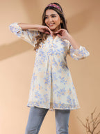 Janasya Light Georgette Floral A-Line Tunic - Distacart
