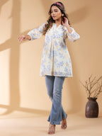 Janasya Light Georgette Floral A-Line Tunic - Distacart