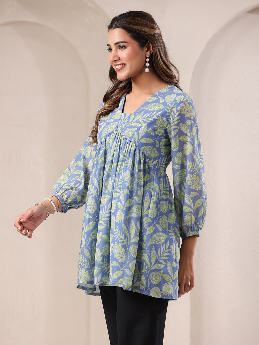 Janasya Bright Georgette Tropical A-Line Tunic - Distacart