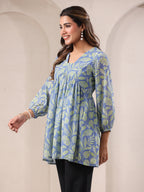 Janasya Bright Georgette Tropical A-Line Tunic - Distacart