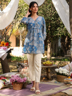 Janasya Bright Georgette Floral A-Line Tunic - Distacart