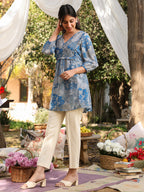 Janasya Bright Georgette Floral A-Line Tunic - Distacart