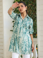 Janasya Dark Cotton Tie & dye Straight Tunic - Distacart