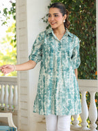 Janasya Dark Cotton Tie & dye Straight Tunic - Distacart