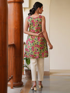 Janasya Dark Cotton Floral A-Line Tunic - Distacart