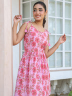 Janasya Bright Cotton Floral A-Line Tunic - Distacart
