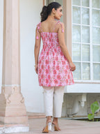 Janasya Bright Cotton Floral A-Line Tunic - Distacart