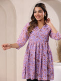 Janasya Bright Georgette Floral A-Line Tunic - Distacart