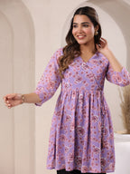 Janasya Bright Georgette Floral A-Line Tunic - Distacart