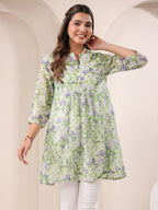 Janasya Light Silk Blend Floral A-Line Tunic - Distacart