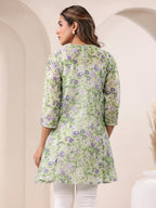 Janasya Light Silk Blend Floral A-Line Tunic - Distacart