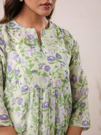Janasya Light Silk Blend Floral A-Line Tunic - Distacart