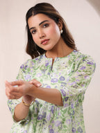 Janasya Light Silk Blend Floral A-Line Tunic - Distacart