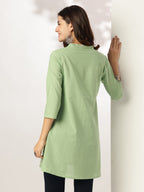 Janasya Light Cotton Embroidered A-Line Tunic