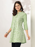Janasya Light Cotton Embroidered A-Line Tunic