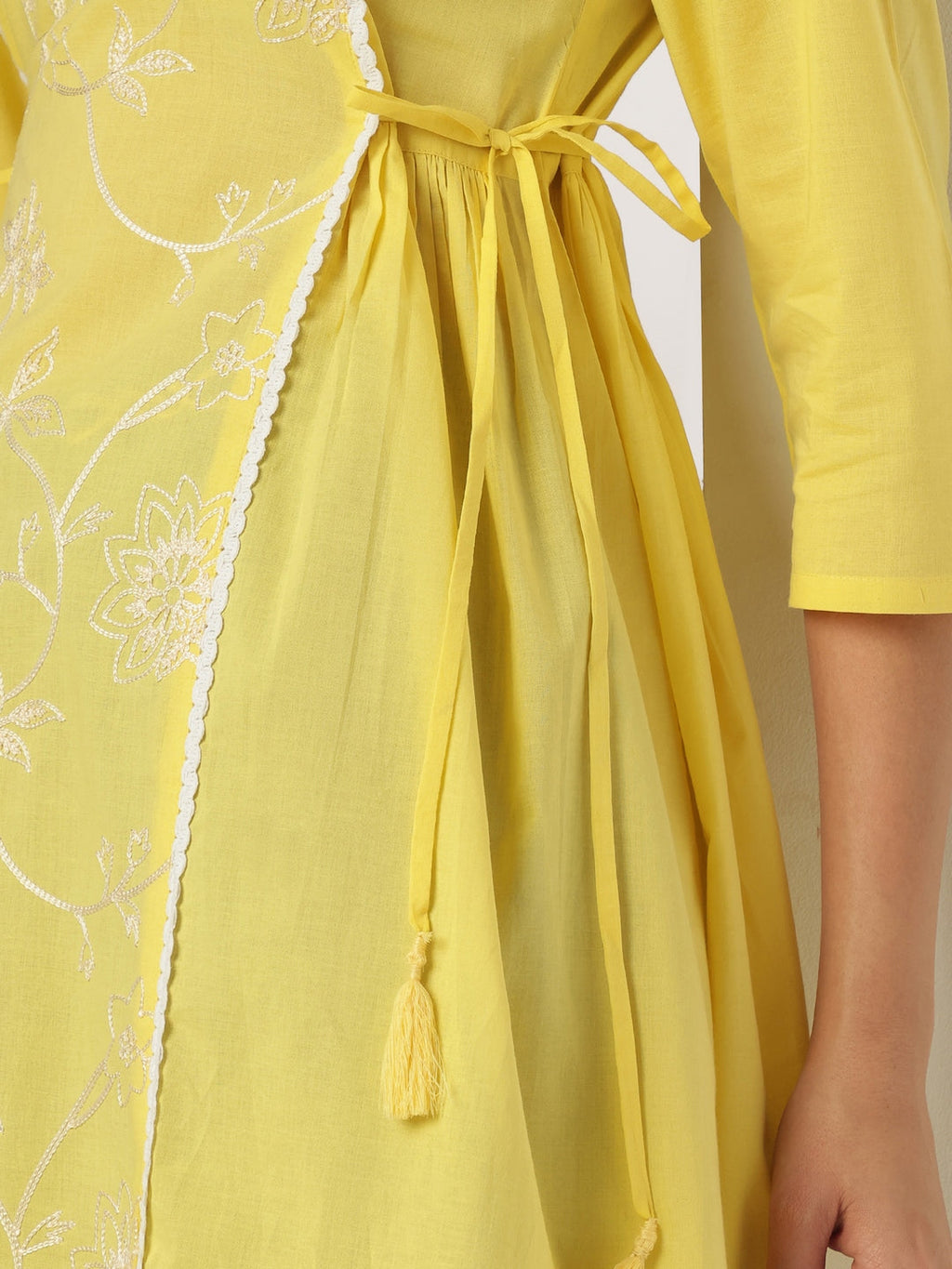 Janasya Bright Cotton Embroidered A-Line Tunic
