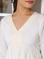 Janasya Light Cotton Schiffli A-Line Tunic - Distacart