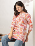 Janasya Light Cotton Floral Straight Tunic