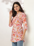 Janasya Light Cotton Floral Straight Tunic