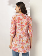 Janasya Light Cotton Floral Straight Tunic