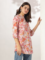 Janasya Light Cotton Floral Straight Tunic