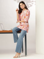 Janasya Light Cotton Floral Straight Tunic