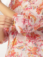 Janasya Light Cotton Floral Straight Tunic