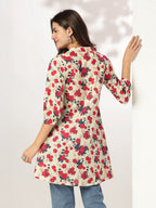 Janasya Light Cotton Floral A-Line Tunic