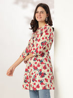 Janasya Light Cotton Floral A-Line Tunic