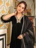 Janasya Black Velvet Embroidered Kurta,Bottom & Dupatta