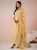 Janasya Light Chanderi Embroidered Straight Kurta Set