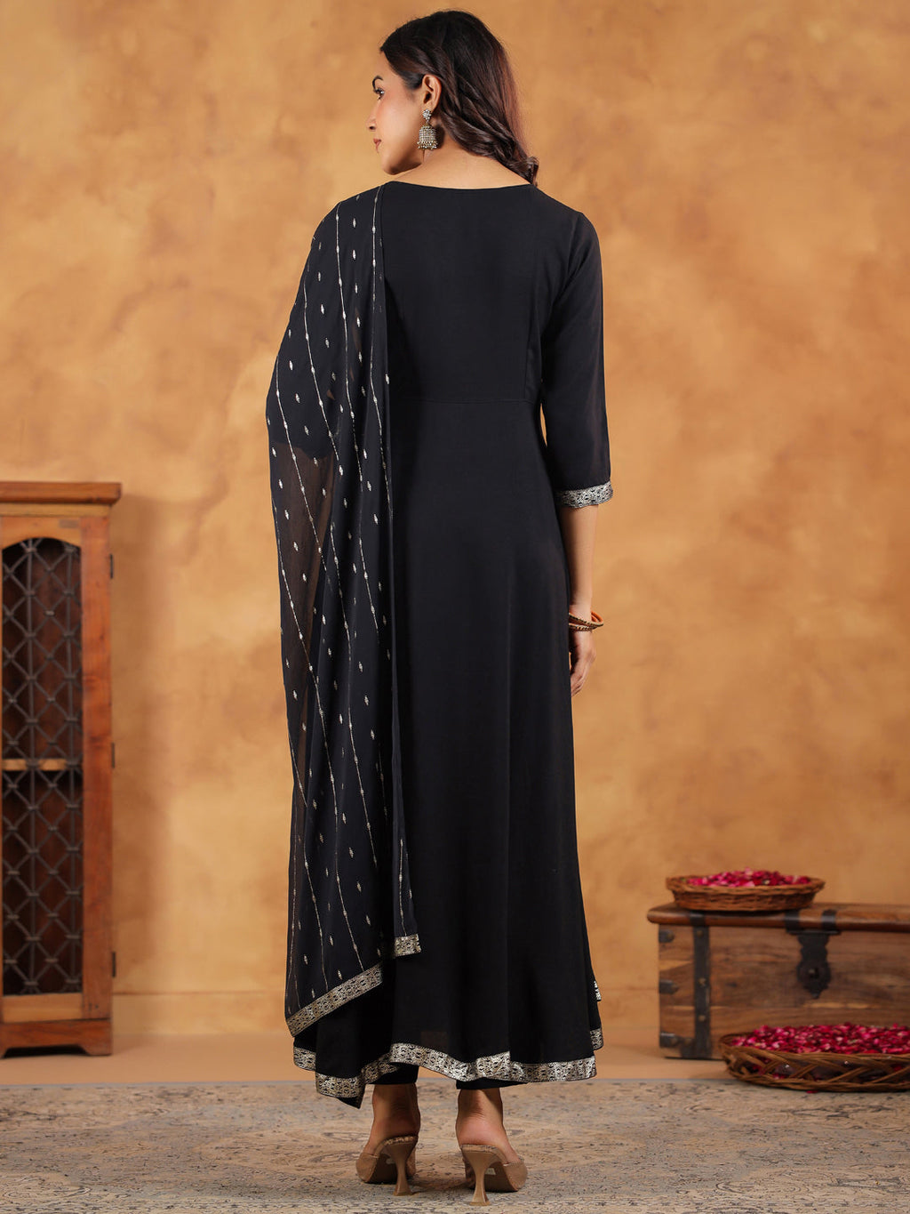 Janasya Black Rayon Embroidered Kurta,Bottom & Dupatta - Distacart