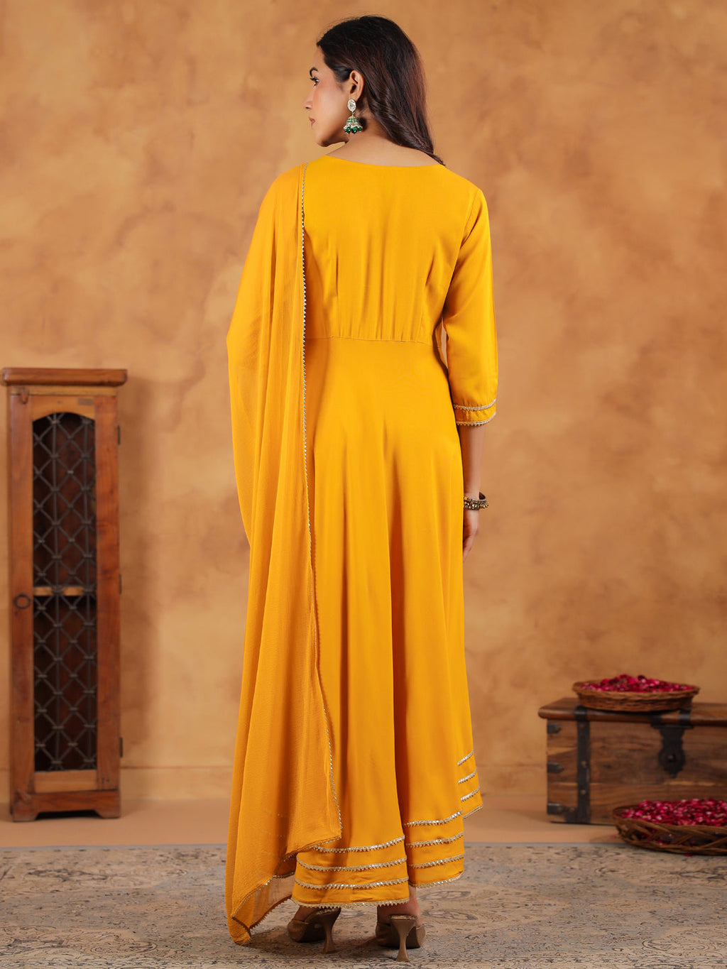 Janasya Bright Rayon Embroidered Anarkali Kurta Set