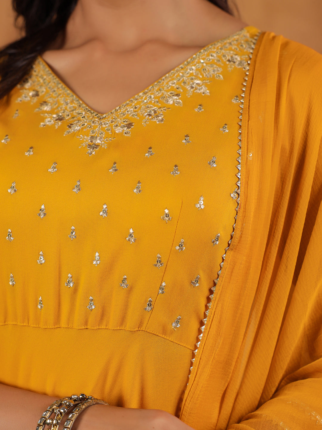 Janasya Bright Rayon Embroidered Anarkali Kurta Set