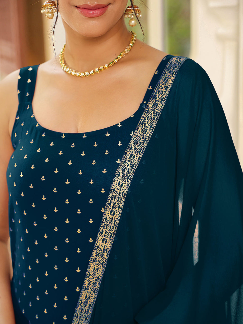 Janasya Dark Rayon Foil Print Straight Kurta Set - Distacart